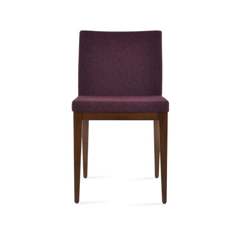 Aria Wood Dining Chair, American Walnut, Deep Maroon Wool