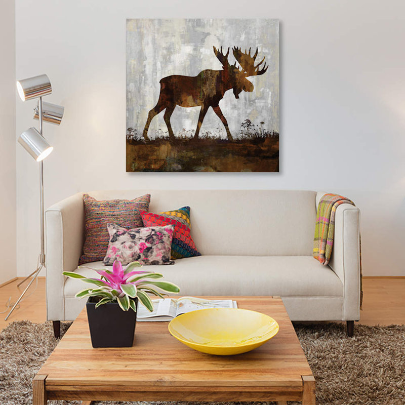 Moose 1 Piece Painting on Canvas, 93.98 cm H x 93.98 cm W x 1.91 cm D, Wrapped Canvas