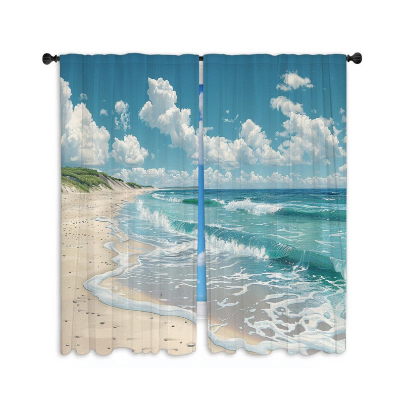 11994_Rideaux de fenêtre en bord de mer Drapes de plage de sable nature - 2 panneaux, L 40 po x L 63 po
