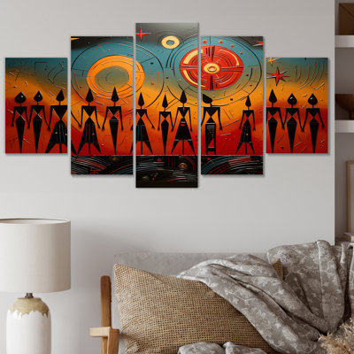 «African Tribal Rhythms VI», reproduction d'art tribal africain - 5 panneaux