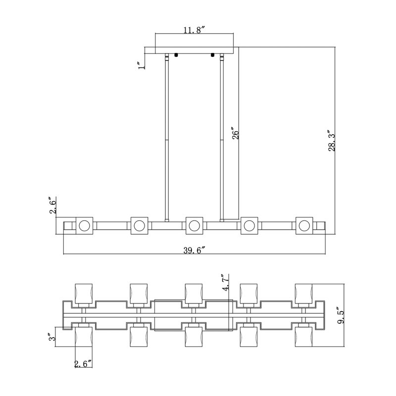 Lustre 10 lumières (ampoules G9 incluses)