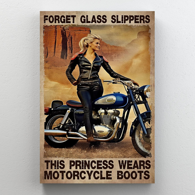 " This Princess Wears Motorcycle Boots ", 36" H x 24" W x 1.25" D