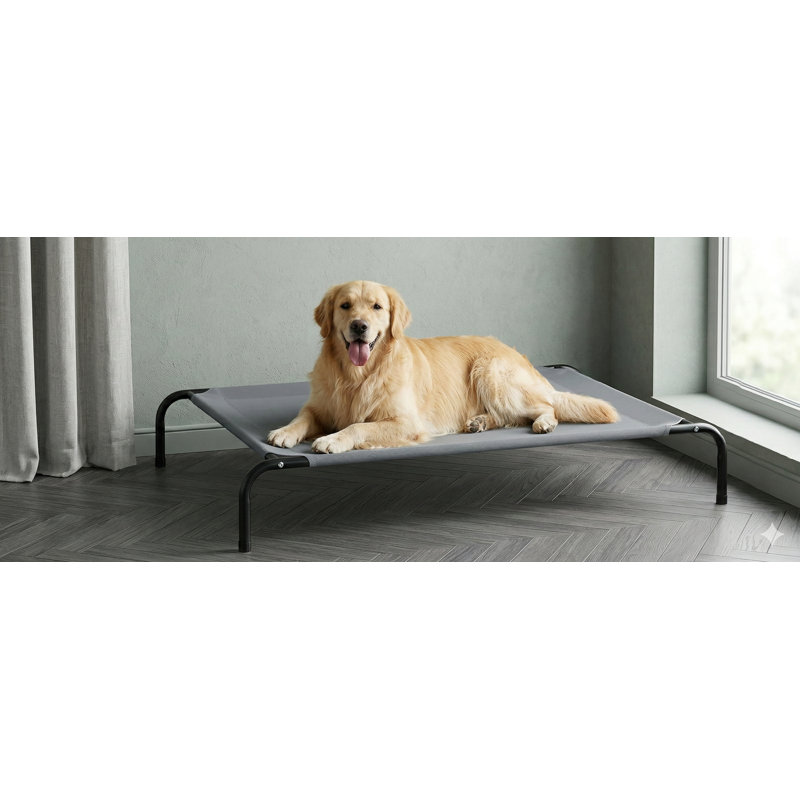 Elevated Cooling Dog Bed for Large Dogs, Portable Design Suitable for Indoor and Outdoor Use, Raised Pet Dog Cot, Durable Summer Frame with Breathable Mesh, Dimensions: 48 Inches, Color: Grey