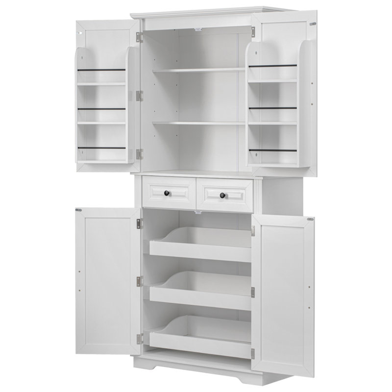 Grande armoire de rangement avec organisateurs coulissants pour la salle à manger, Blanc