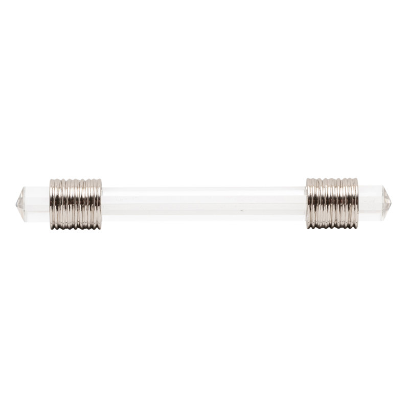 Poignée barre 5 1/16 po Chrysalis, Nickel poli / verre, 3 3/4"