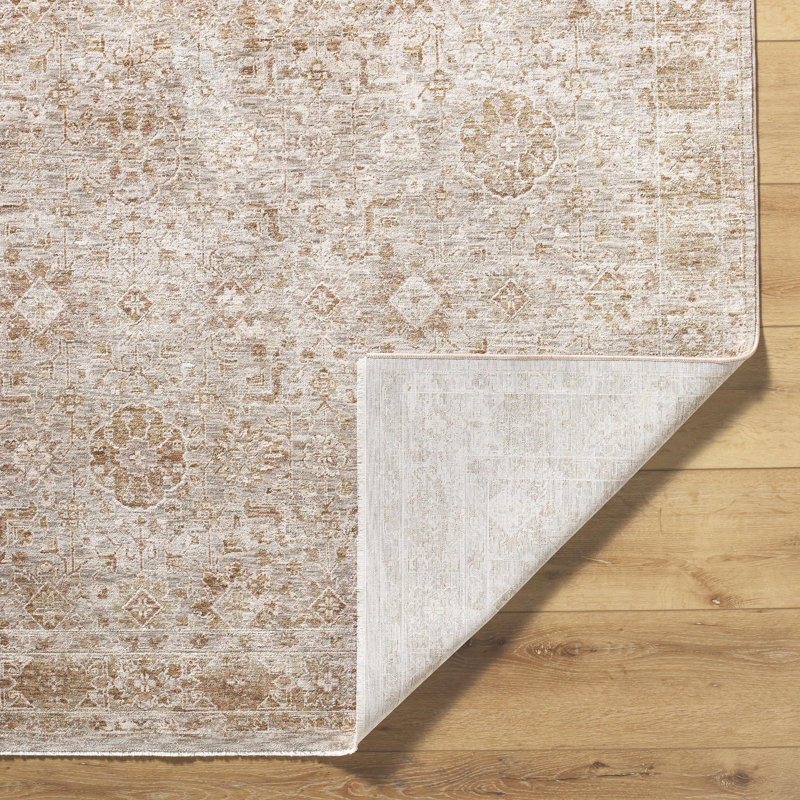 Tapis traditionnel tissé à la machine Aunah, Rond 7 pi 10 po