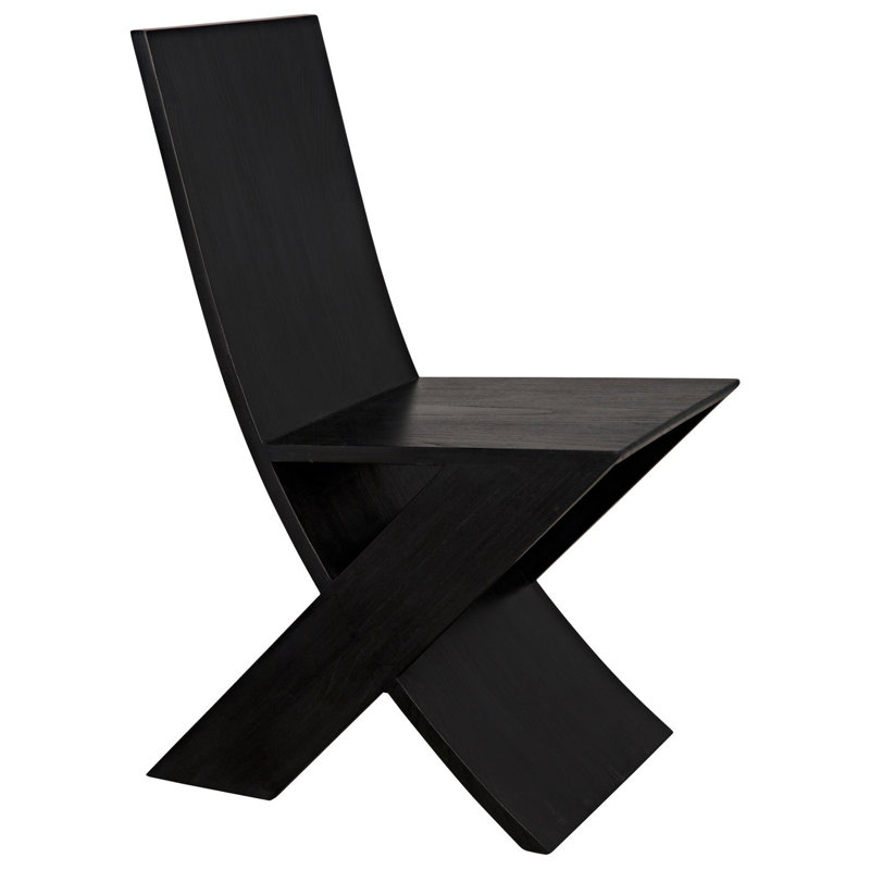 Tech Solid Wood Dining Chair, Charcoal Black