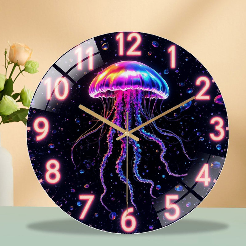 Horloge murale Neon Jellyfish