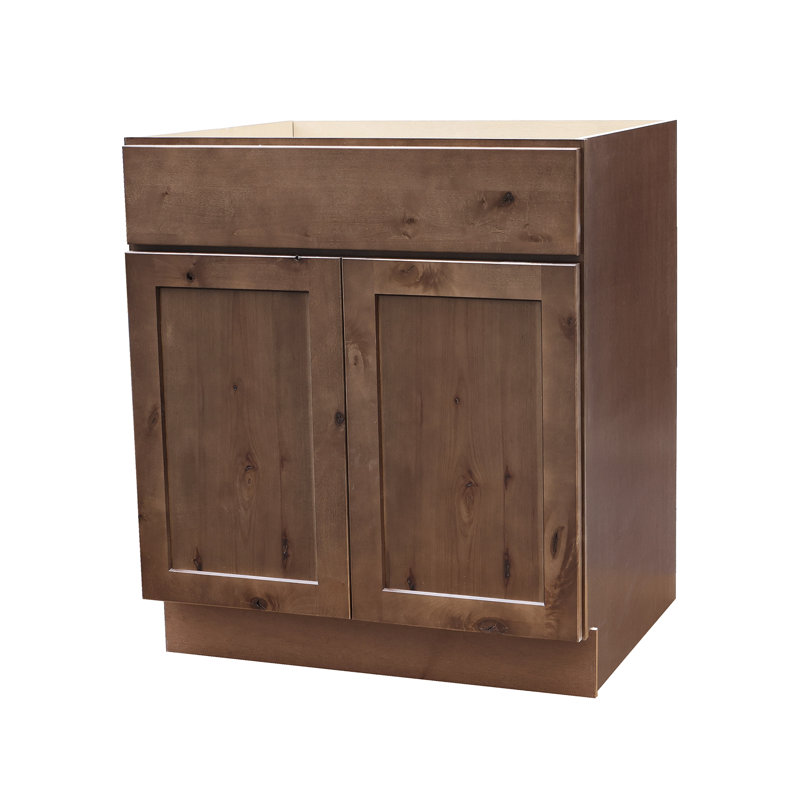 Rustic Walnut Shaker Style sink base cabinet, 30" W