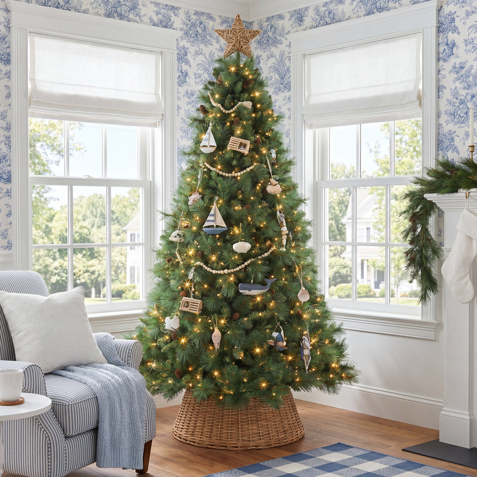 90' Lighted Artificial Pine Christmas Tree