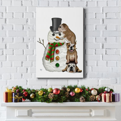 Bouledogue anglais de Noël, bonhomme de neige