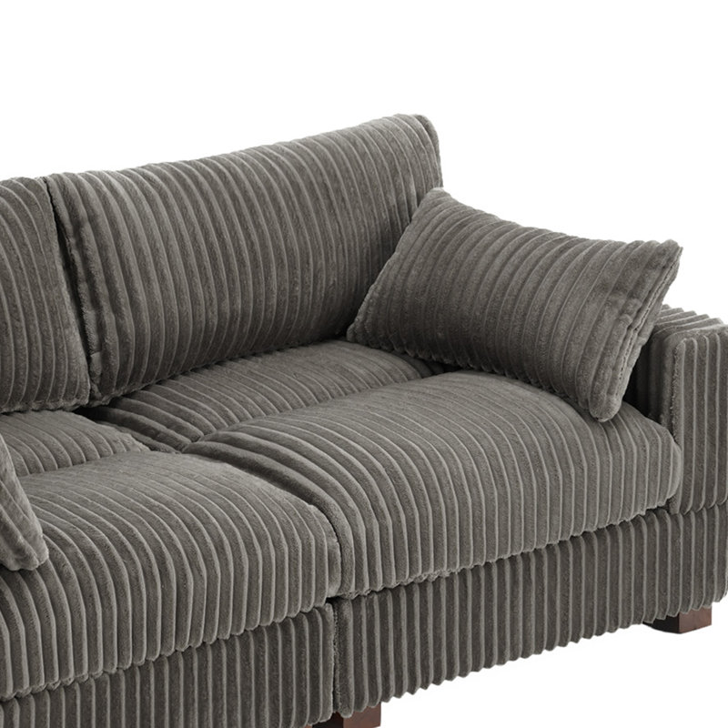 Canapé modulaire réversible en flanelle de fourrure de lapin 2 pièces 2 pièces, Gris clair