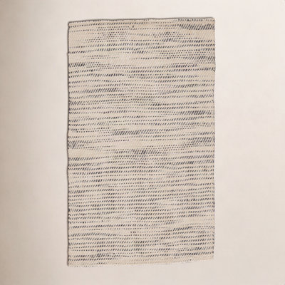 Owen White Black Hand-Woven Striped Jute Rug