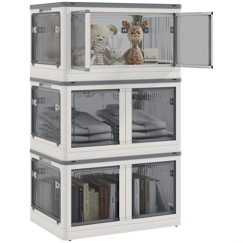 32 bacs de rangement empilables avec couvercles, 3 ensembles de rangement pliables et rangement