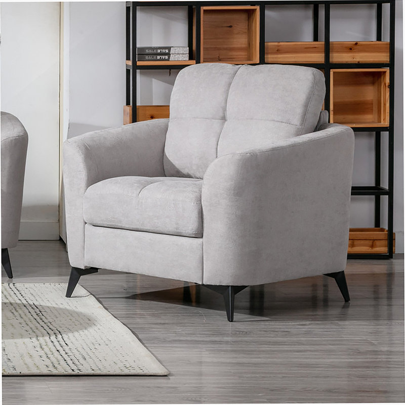 39"W Light Gray Woven Fabric Chair, Light Gray