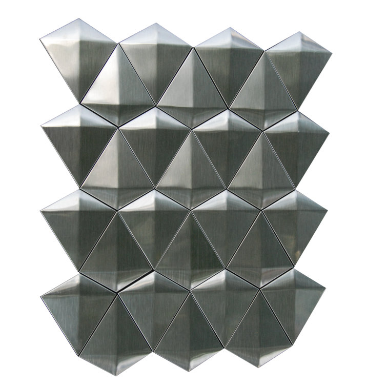 Huge Diamond 3" x 3" Metal Mosaic Tile in Gray