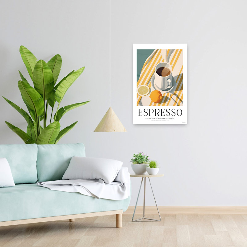 Espresso, art moderne rétro contemporain, H 24 po x l 16 po