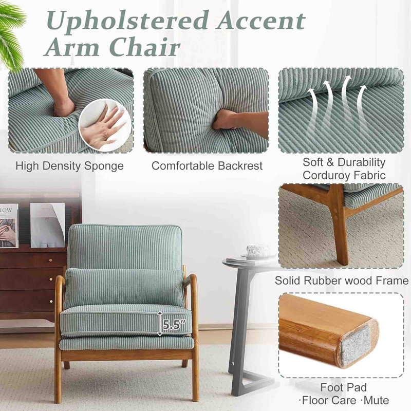 Upholstered Accent Chair, Light Blue