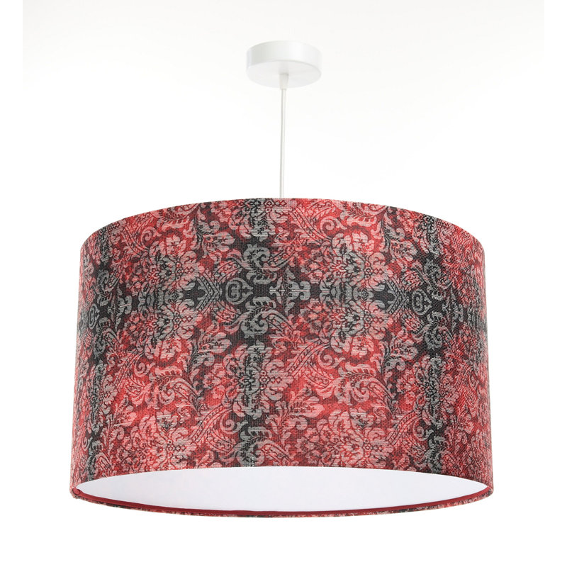 1 - Light White Drum Pendant, 107cm H x 40cm W x 40cm D