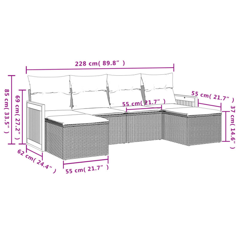  Garden Sofa Set Grey