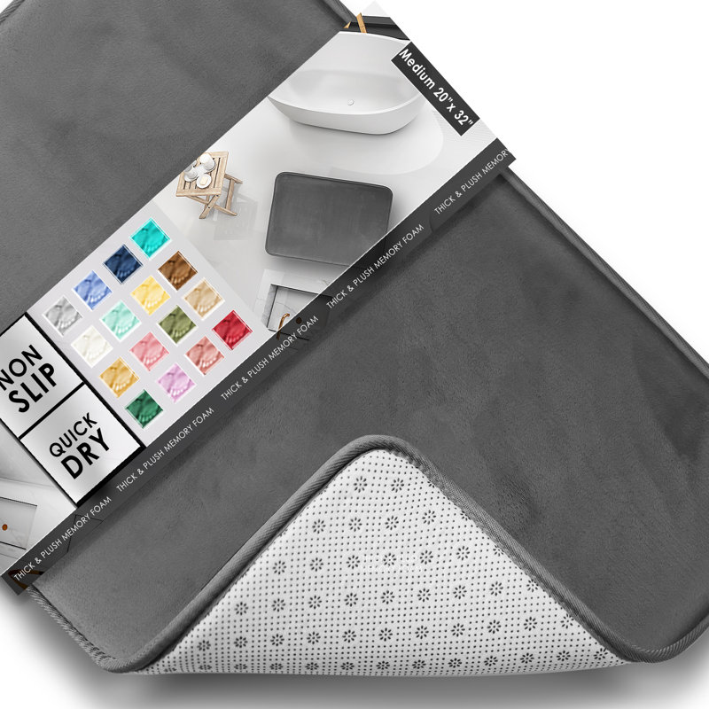 Charcoal Gray Memory Foam Rectangular Bath Mat