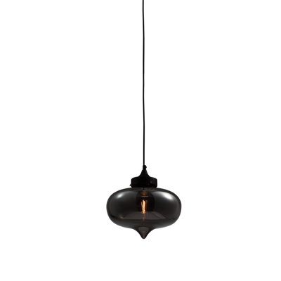 1-Light Black Pendant With A Smoke Glass Shade