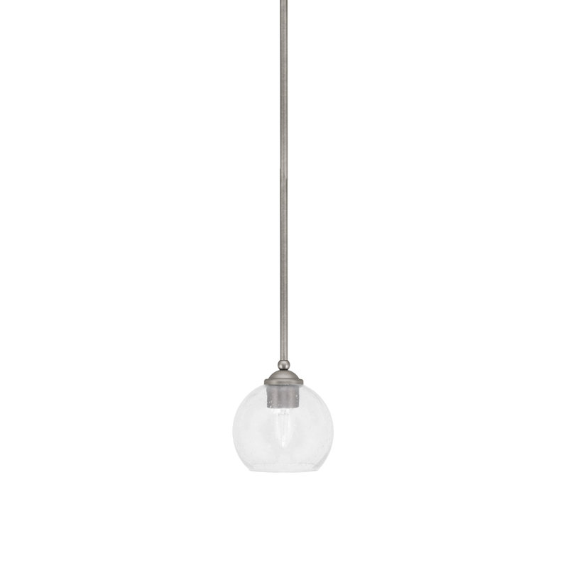 Mini-luminaire suspendu suspendu Zilo, fini granit foncé avec verre de 5,75 po, Graphite