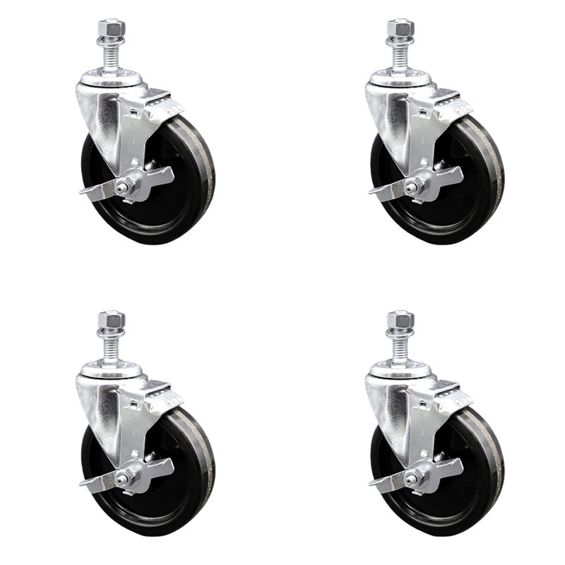 Roue pivotante avec roulettes à tige filetée de 12 mm avec frein SCC