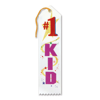 #1 Kid Award Ribbon - 2" x 8" - Pack of 6