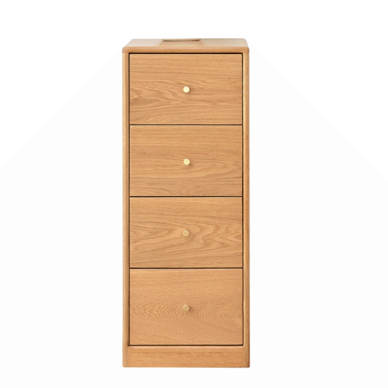 Table de bout à 4 tiroirs avec plateau en bois massif Myeka
