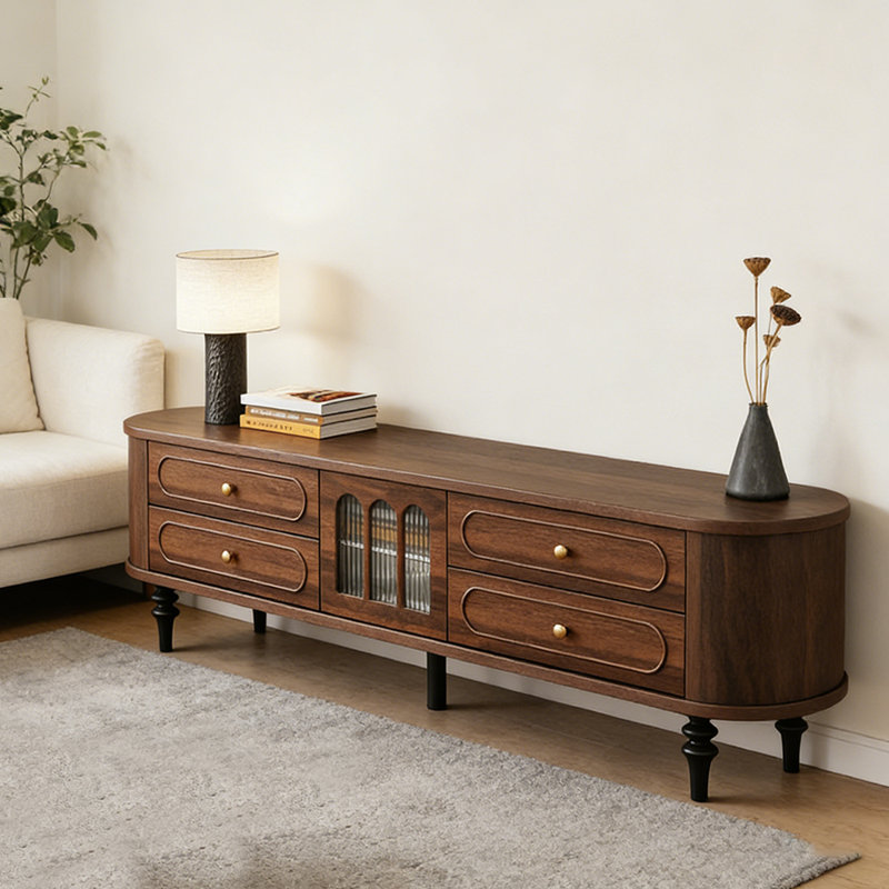 Meuble télé avec rangement Minimalist, Brun, H 20,86 po x L 70,86 po x l 15,74 po