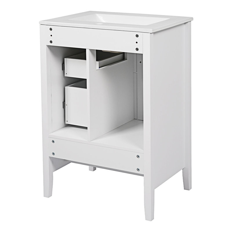 Meuble-lavabo de salle de bain avec lavabo, Blanc