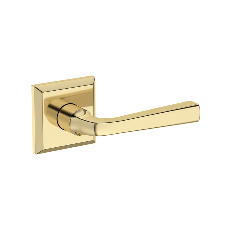 Kinsella Half Dummy Lever with Traditional Square Rose in Matte Black, Unlacquered Brass
