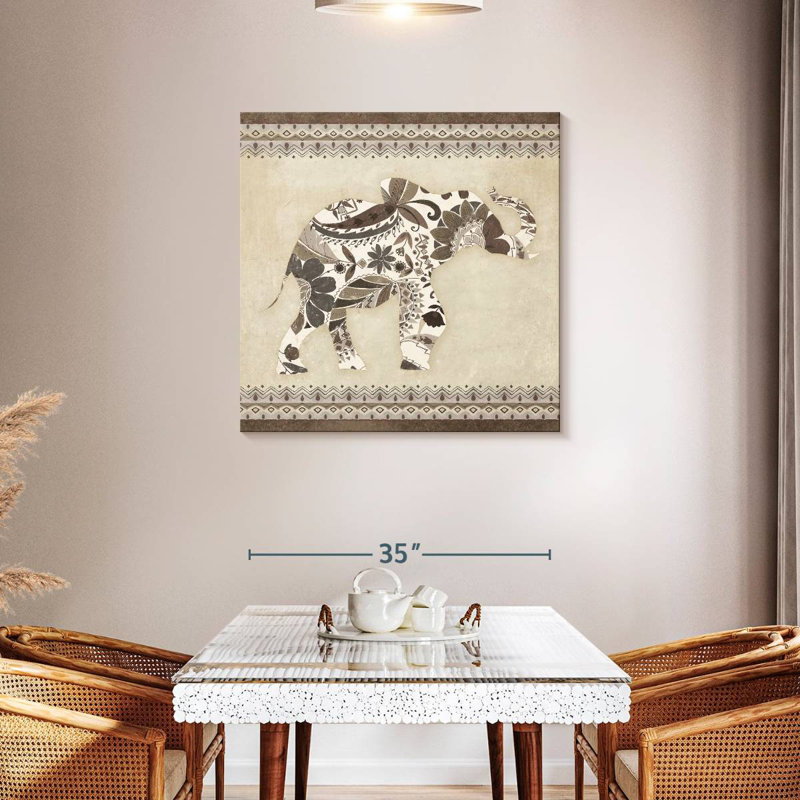Brampt Neutral Boho Elephant, 36" H x 36" W