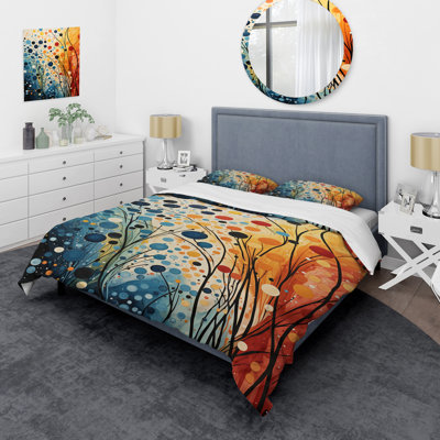 Colorful Mid Century Dynamic Duality III - Abstract Duvet Cover Set - Microfiber Polyester
