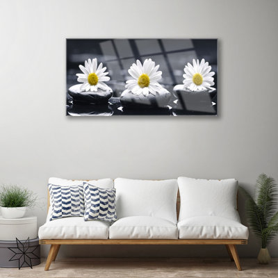 Floral Daisy Stones - No Frame Print on Glass