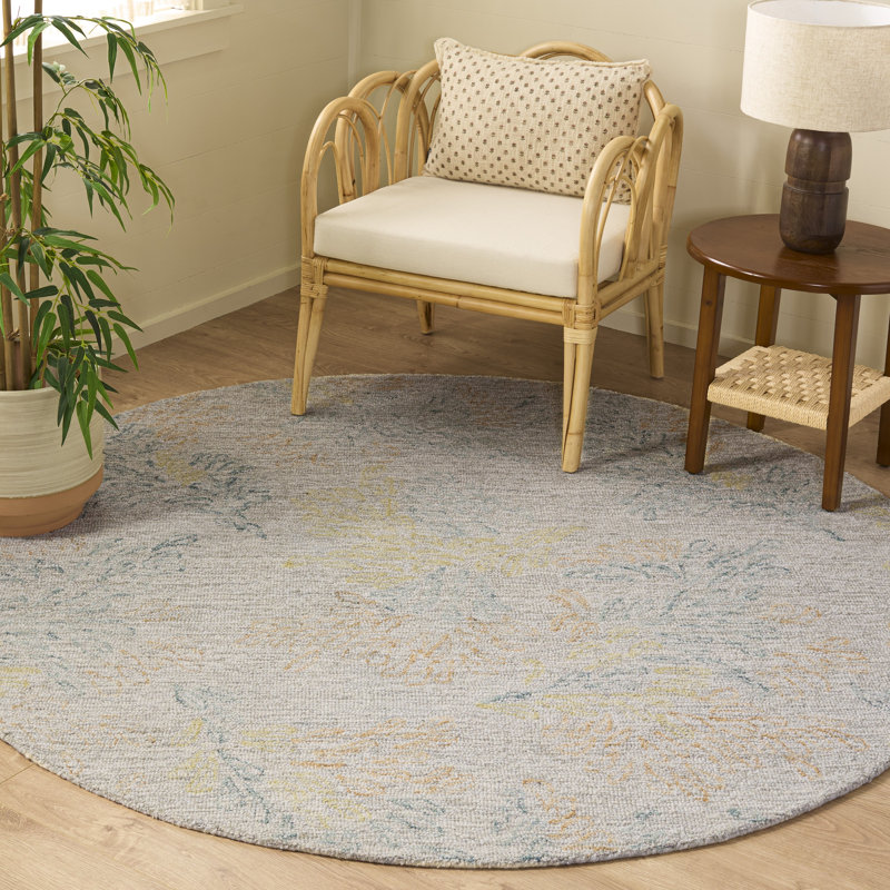 Jardin Hand Tufted Wool;Cotton Floral Indoor Rug, Round 6'