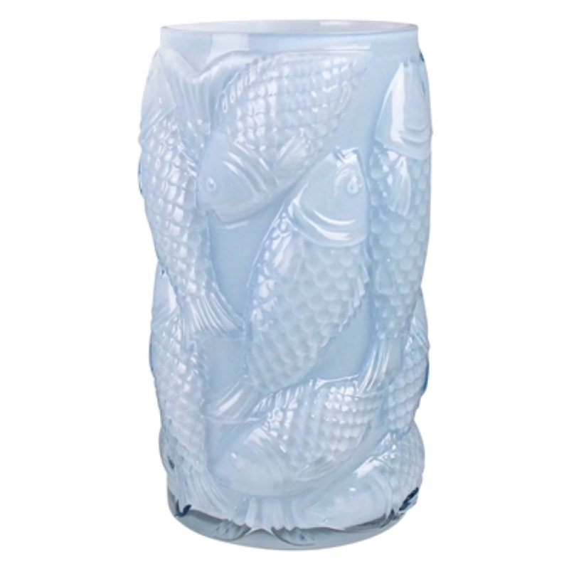 Vase avec poisson en relief, verre