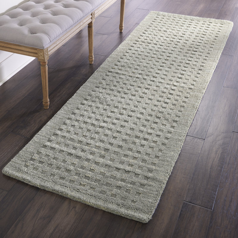 Tapis noir fait à la main Ardell, Tapis de couloir 2 pi 3 po x 8 pi