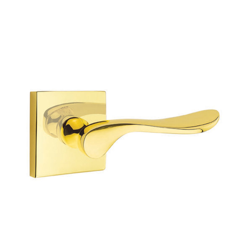 Poignée de porte avec rosette Lucerne, Droite, Laiton non laqué