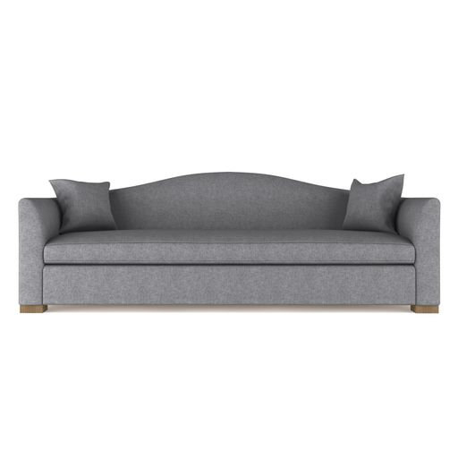 Horatio Camelback Taper Curved-Arm Sofa, Box Weave Linen Alabaster, 33" H x 96" W x 36" D, Weathered