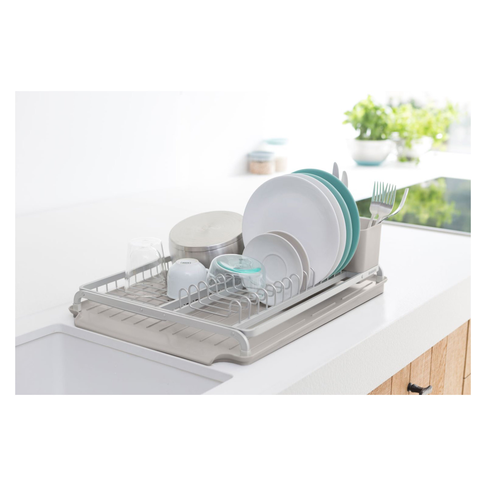 Brabantia Sinkside Large Aluminium Dish Drying Rack, Mid Gray