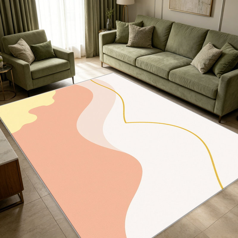 Tapis 1pc Peach Pastel Wave, Rectangle 2 pi 8 po x 4 pi