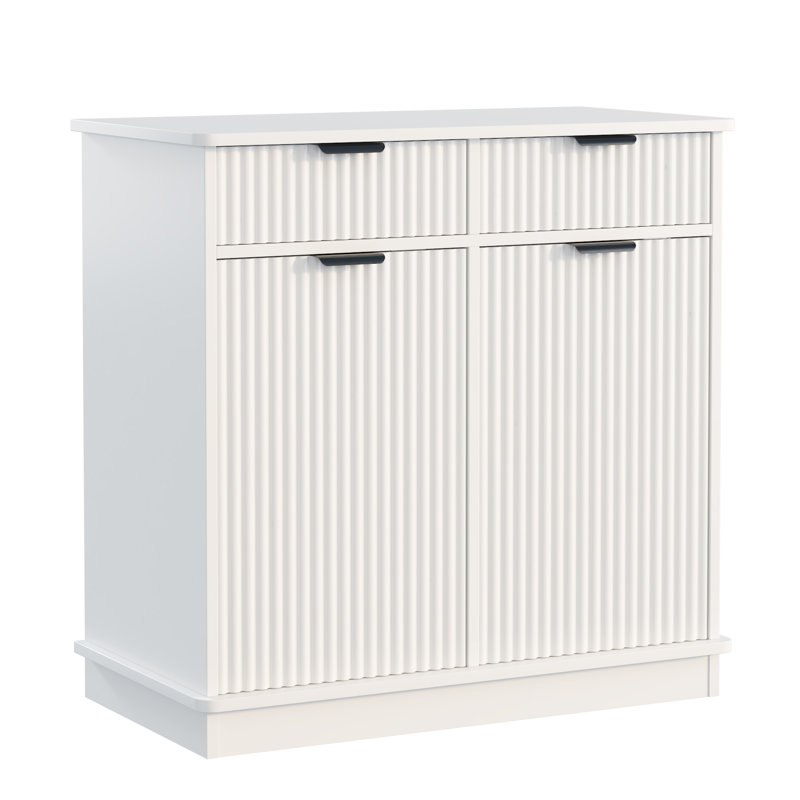 Double Tilt-Out Laundry Hamper Cabinet Hidden Laundry Cabinet With 2 Drawers & 2 Baskets For Bathroom, Kitchen, White