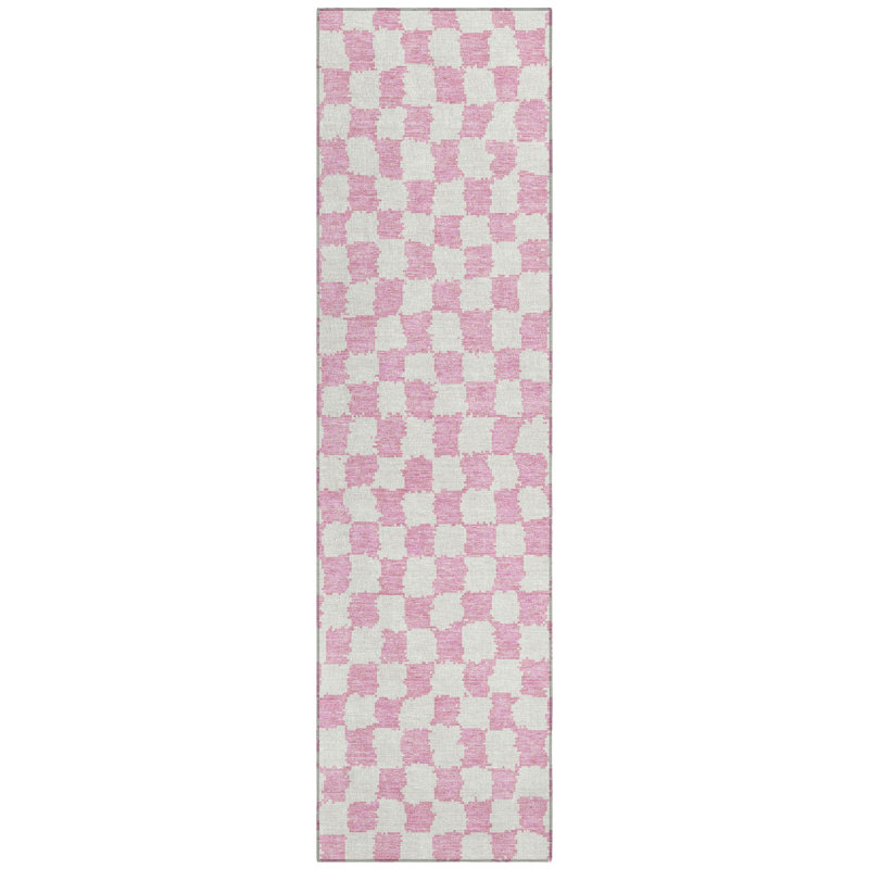 Machine Washable Indoor/Outdoor Xhevrie Pink Rug, Runner 2'3" x 7'6"