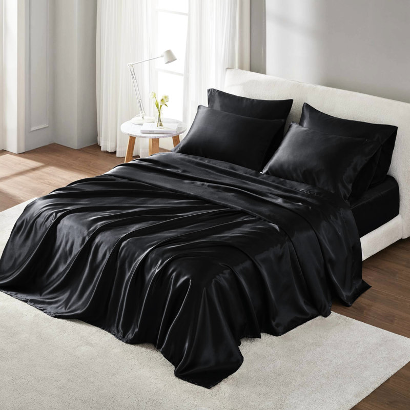 Drap-housse noir 7 pièces 100% satin
