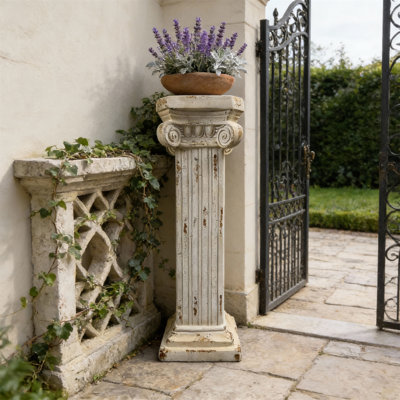 Pedestal Column Plant 38.18'' Tall Roman Column With Base Roman Pillar Greek Column Magnesium Oxide Large Size Statue Sculpture Pedestal Stand Holder For Indoor Outdoor Wedding Birthday Party Decor