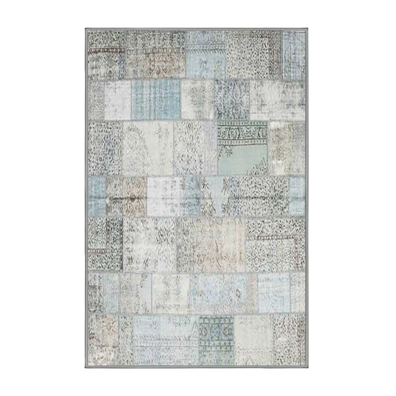 Tapis gris/bleu zone contemporaine, Rectangle 2 pi x 5 pi