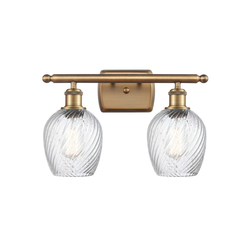 Éclairage pour salle de bain à intensité variable 2 lumières Lyman, Ampoule incandescente rétro de 60 watts, Laiton brossé