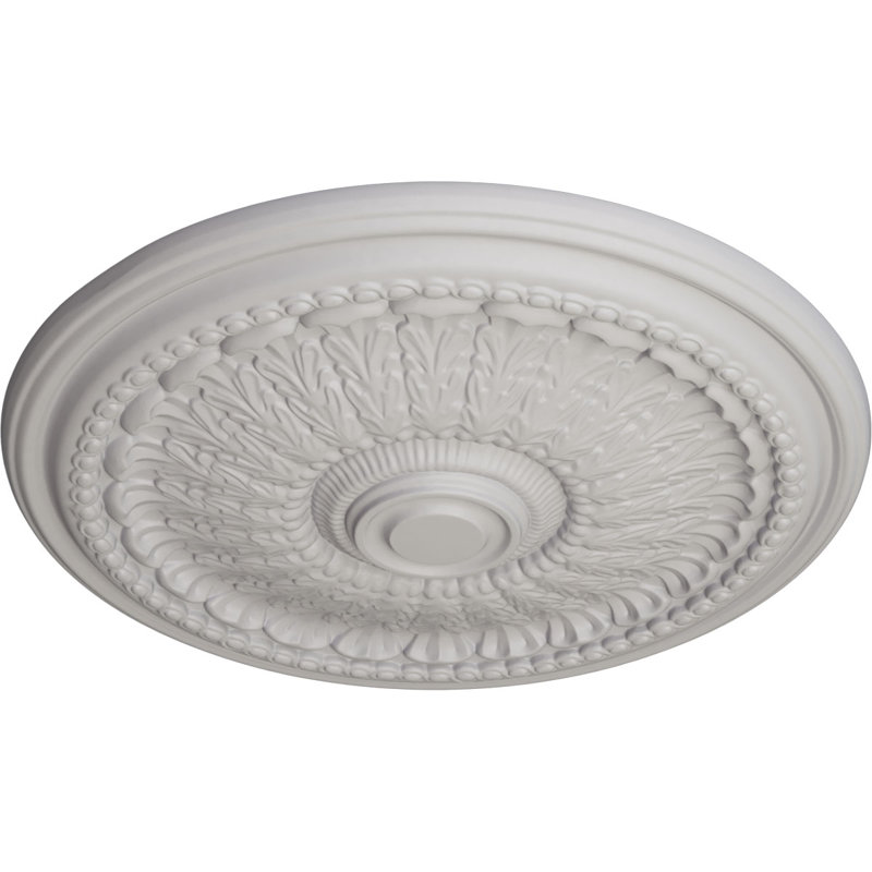 Médaillon de plafond Endurathane d'Athènes, diamètre extérieur de 26 1/4 po x P 3 1/4 po (convient aux auvents jusqu'à 3 5/8 po), finition craquelée en pierre de château peinte à la main